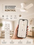 80 CM Akıllı Tavan Vantilatörü LED Aydınlatmalı | Kumandalı & Telefon Kontrollü, 6 Hız, 3 Işık Rengi, Yaz/Kış Modu, Sessiz Motor