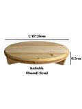 Yuvarlak Doğal Ahşap Sunum Tabağı Ayaklı Düz Ahşap Sunumluk(BEYAZ ÇAM)(ÇAP:28cm YÜK:6,5cm)