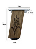 Kale Eğimli Ayarlı Desenli Ahşap Ayak Mobilya Masa Dolap Ayağı(20CM)(2 ADET)(KOYU CEVİZ)(CEVİZ A.)