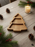 Yılbaşı Sunum Tabağı Noel Çam Ağacı Doğal Ahşap Çerez Tabağı(KAYIN / GÜRGEN)(1 ADET)