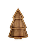 Yılbaşı Sunum Tabağı Noel Çam Ağacı Doğal Ahşap Çerez Tabağı(KAYIN / GÜRGEN)(1 ADET)