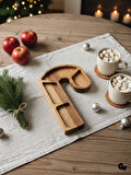 Yılbaşı Sunum Tabağı Noel Baston Şeker Doğal Ahşap Çerez Tabağı(KAYIN / GÜRGEN)(1 ADET)