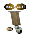 Kale Ahşap Eğimli Top Tekerli Ayak Mobilya Sehpa Tekerli Ayağı(15CM)(4 ADET)(K. CEVİZ)(CEVİZ AĞACI)