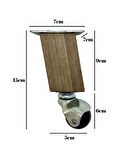 Kale Ahşap Eğimli Top Tekerli Ayak Mobilya Sehpa Tekerli Ayağı(15CM)(4 ADET)(K. CEVİZ)(CEVİZ AĞACI)