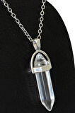 Sertifikalı Çivi Model Kristal Kuvars Taşı Kolye - Şeffaf
