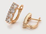 GiftWorld Taşlı Şık Küpe / 18K Gold Renk Vip Seri