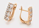 GiftWorld Taşlı Şık Küpe / 18K Gold Renk Vip Seri