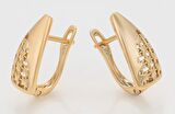 GiftWorld Gold Yıldızlı Modern Küpe / 18K Gold Renk Vip Seri