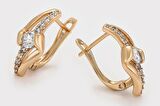 GiftWorld Zirkon Taşlı Şık Küpe / 18K Gold Renk Vip Seri
