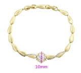 GiftWorld Zirkon Taşlı Damla Zincir Model Bileklik / 14K Gold Renk Vip Seri