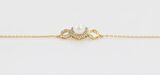 GiftWorld İncili Zirkon Taşlı Bileklik / 14K Gold Renk Vip Seri