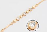 GiftWorld Zirkon Taşlı Şık Kalpli Bileklik / 18K Gold Renk Vip Seri