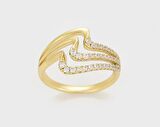 GiftWorld Zirkon Taşlı Zarif Yüzük / 14K Gold Renk Vip Seri