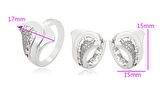 GiftWorld Zirkon Taş İkili Set / Yüzük + Bir Çift Küpe Silver Renk Vip Seri
