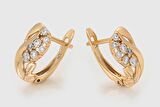 GiftWorld Taşlı Zarif Model Küpe / 18K Gold Renk Vip Seri