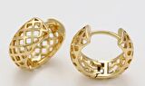 GiftWorld Kafes Model Küpe / 14K Gold Renk Vip Seri