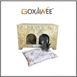 Goxawee Dizayn Kedi Evi Dış Ortam Uygun Ahşap Kedi Evi Double OSB 61x41x36 cm (Minder Hediyeli)