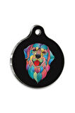 İllüstrasyon Golden Retriever 2 Yuvarlak Köpek Künyesi Medium 3 cm