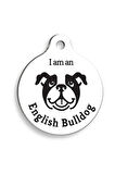 Beyaz English Bulldog Yuvarlak Köpek Künyesi