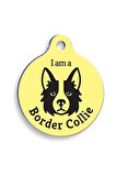 Sarı Border Collie Yuvarlak Köpek Künyesi Large: 3,8 cm.