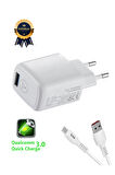 Samsung Galaxy A30 A30s A31 Uyumlu 18W Hızlı Şarj Aleti Qualcomm Quick Charger 3.4A USB To Type-C