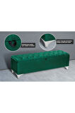 Vetra Chester Model Yeşil Sandıklı Puf - Kapitoneli Model 140cm Sandıklı Bench