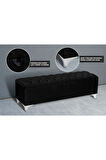 Vetra Chester Model Siyah Sandıklı Puf - Kapitoneli Model 140cm Sandıklı Bench
