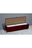 Vetra Chester Model Bordo Sandıklı Puf - Kapitoneli Model 140cm Sandıklı Bench