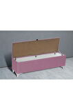 Vetra Chester Model Pembe Sandıklı Puf - Kapitoneli Model 140cm Sandıklı Bench