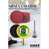 Pimli Mini Cırt Zımpara Taban Seti Gravür Ve Matkap Uyumlu 5 cm 60 Adet Zımparalı Set.Glpzr