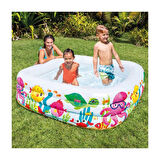 IH57471 Intex Akvaryum Desenli Kare Havuz 159x159x50cm.Glpzr