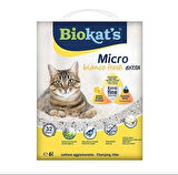 Biokats Micro Fresh Extra Bahar Kokulu Aktif Karbonlu Topaklanan Doğal Kedi Kumu 6 Lt.Gzpde