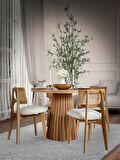 Seraphine İskandinav Natural Ahşap Masa Sandalye Takımı 110x110