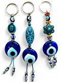 Nazar Boncuklu Anahtarlık 3 Adet Çanta Süsü, Araba, Ofis, Ev Anahtarı Hediyelik Arkadaş Anahtarlık