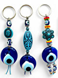 Nazar Boncuklu Anahtarlık 3 Adet Çanta Süsü, Araba, Ofis, Ev Anahtarı Hediyelik Arkadaş Anahtarlık