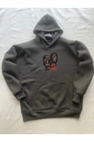 Gang Baskılı Siyah Erkek Kapüşonlu 3 iplik Şardonlu Ribanalı Sweatshirt Hoodie