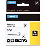 DYMO RhinoPRO Renkli Vinil Şerit 9mmx5,5m Beyaz/Siyah 18443