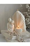 Palm Sarılan Çift ( Sevgili ) Istiridye Vanilya Kokulu Mum Set