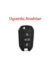 Peugeot 301 308 208 508 2008 3008 Citroen C3 C4 Opel Combo Nano Sustalı Anahtar Kılıfı Beyaz Gümüş