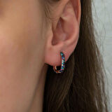 Gümüş Çift Taraflı Mix Taşlı J Kadın Küpe