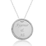 Gümüş Taşlı Kişiye Özel İsimli Kadın Kolye