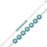 Gümüş Mavi Çiçek Kadın Bileklik