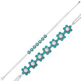 Gümüş Mavi Çiçek Kadın Bileklik