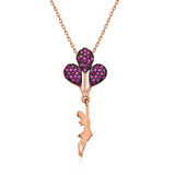 Gümüş Rose Kırmızı Balonlu Kız Kolye