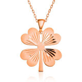 Gümüş Rose Dört Yaprak Rose Yonca Kadın Kolye