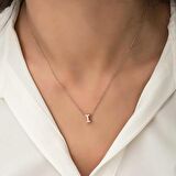 Gümüş Rose 3 Boyutlu I Harf Kadın Kolye