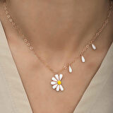 Gümüş Rose Papatya Seviyor Sevmiyor Kadın Kolye