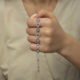 Gümüş Kalpli Nazar Kadın Bileklik