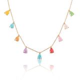 Gümüş Rose Renkli Kadın Şans Kolyesi