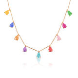 Gümüş Rose Renkli Kadın Şans Kolyesi